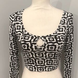 Black and White Cut-Out Crop Top